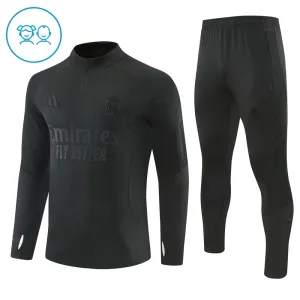Conjunto de Sudadera 1/4 Zip Real Madrid 2026/2027 Niño Negro