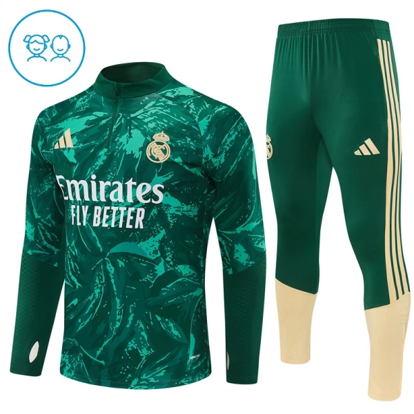 Conjunto de Sudadera 1/4 Zip Real Madrid 2026/2027 Niño Verde