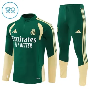 Conjunto de Sudadera 1/4 Zip Real Madrid 2026/2027 Niño Verde
