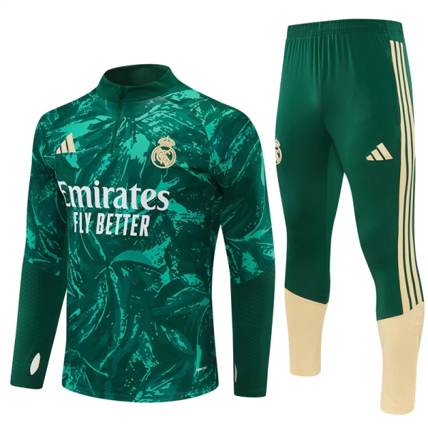 Conjunto de Sudadera 1/4 Zip Real Madrid 2026/2027 Verde Conjunto de Sudadera 1/4 Zip Real Madrid 2026/2027 Verde